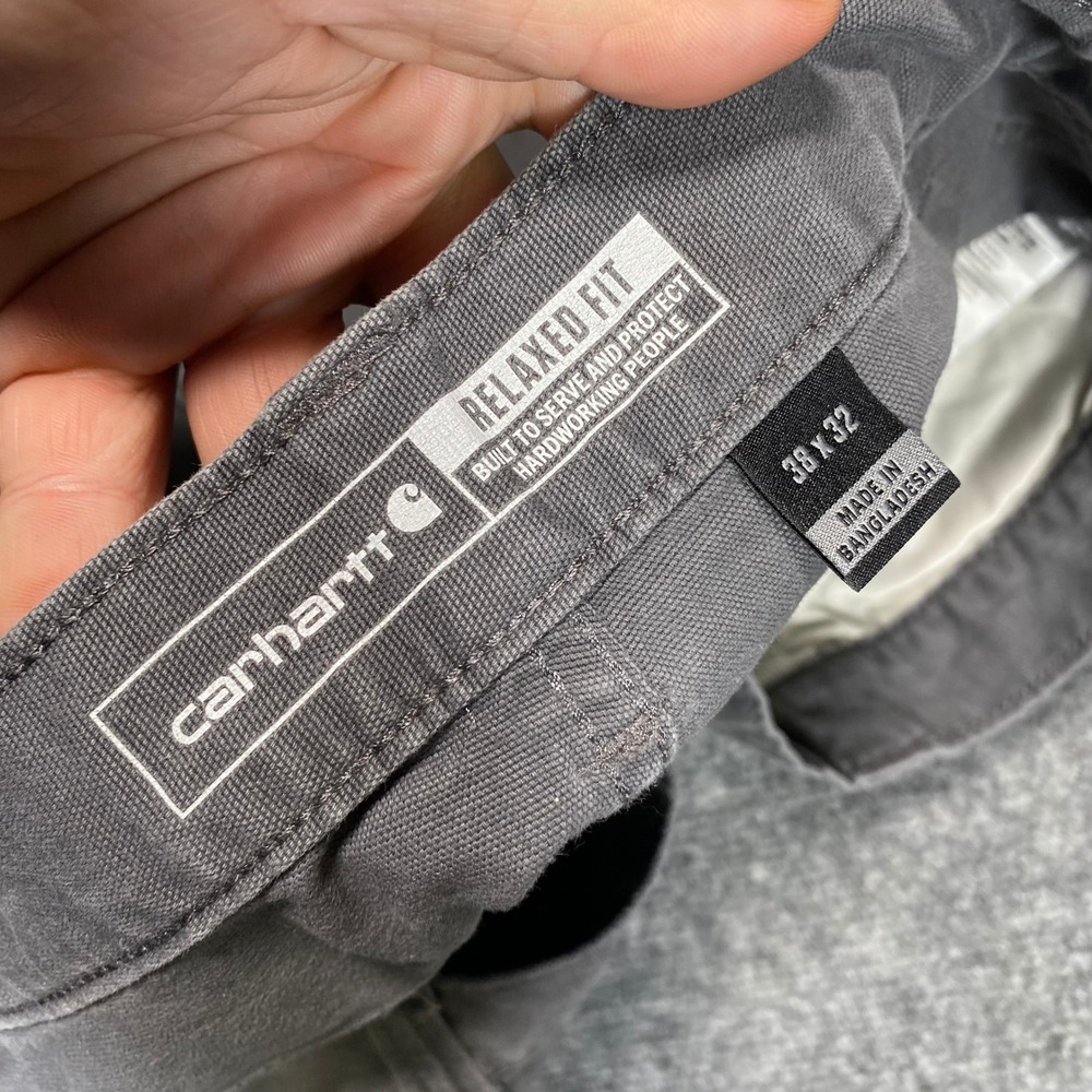 Carhartt Mens Relaxed Fit Canvas Work Pants Gray 102517 039 38x32 Utility Pocket - Picture 7 of 9
